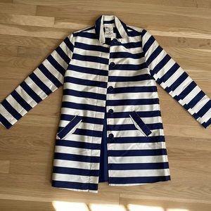 Blue and white stripe spring layering coat. Size XS
